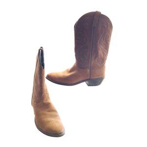 Laredo Mens Brown suede Leather Embroidered Western Cowboy Boots Size 11 EE